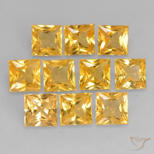 Zaffiro Oro medio naturale da 0.39 ct, Quadrato, VS