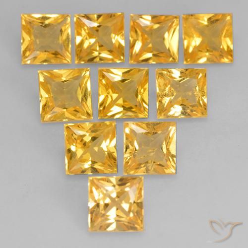 Zaffiro Oro medio naturale da 0.39 ct, Quadrato, VS