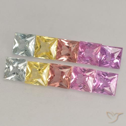 Gemme di Zaffiro Multicolore naturale da 2.24 ct, Quadrato, VS