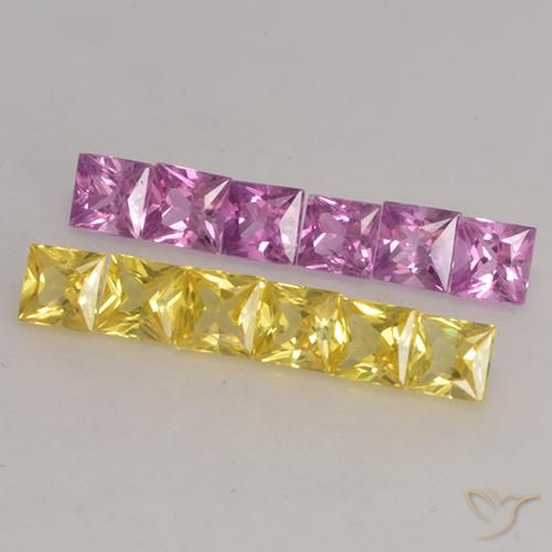 Gemme di Zaffiro Multicolore naturale da 1.39 ct, Quadrato, VS