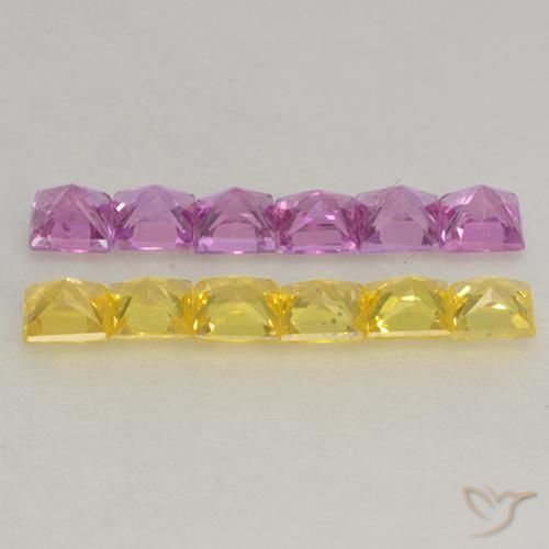 Gemme di Zaffiro Multicolore naturale da 1.39 ct, Quadrato, VS
