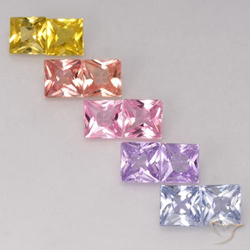 Gemme di Zaffiro Multicolore naturale da 2.43 ct, Quadrato, VS