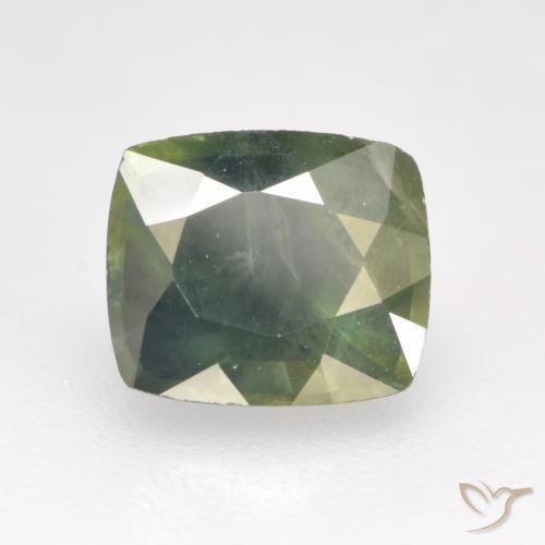 Zaffiro Verde salvia naturale da 1.31 ct, Cuscino, VS