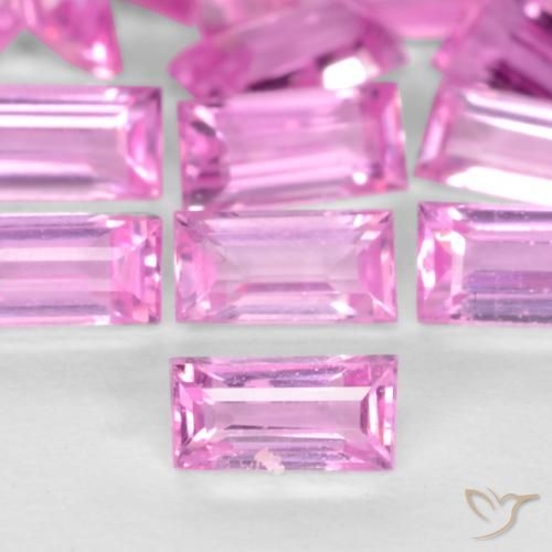Zaffiro Viola-Rosa naturale da 0.07 ct, Taglio a baguette, VVS-VS