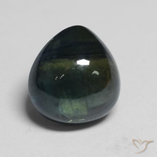 1.82ct Naturale Black Green Zaffiro, Forma a pera, Traslucido