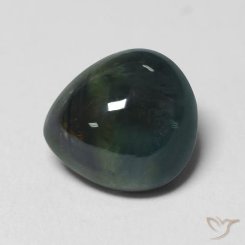Zaffiro Black Green naturale da 1.82 ct, Forma a pera, Traslucido