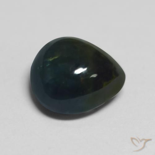 Zaffiro Black Green naturale da 1.82 ct, Forma a pera, Traslucido