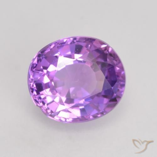 Zaffiro Viola Rosa Intenso naturale da 0.80 ct, Ovale, VVS-VS