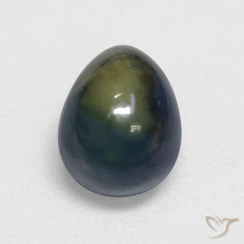 Zaffiro Verde scuro naturale da 1.39 ct, Forma a pera, Traslucido