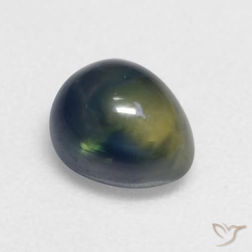 Zaffiro Verde scuro naturale da 1.39 ct, Forma a pera, Traslucido