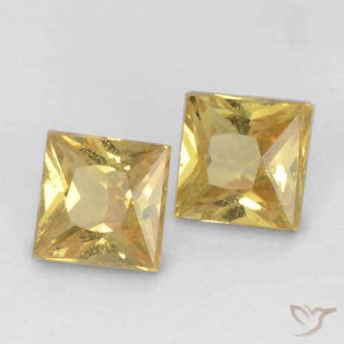 Gemme di Zaffiro Dorato naturale da 0.56 ct, Quadrato, VS