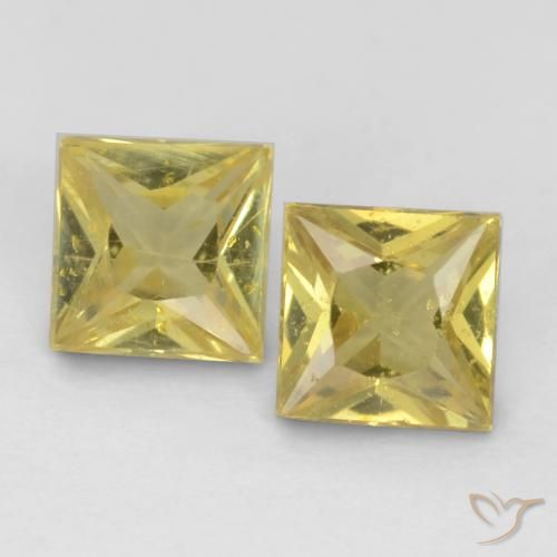 0.59ctw Naturale Giallo senape Zaffiro, Quadrato, VS