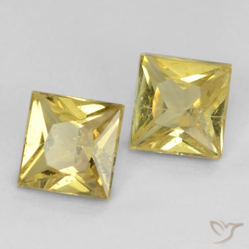Gemme di Zaffiro Giallo senape naturale da 0.59 ct, Quadrato, VS