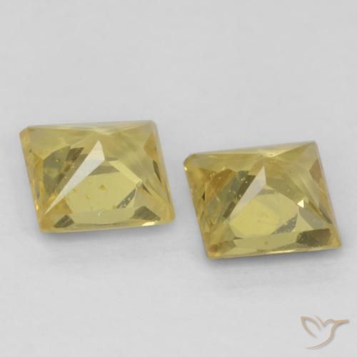 Gemme di Zaffiro Giallo senape naturale da 0.59 ct, Quadrato, VS