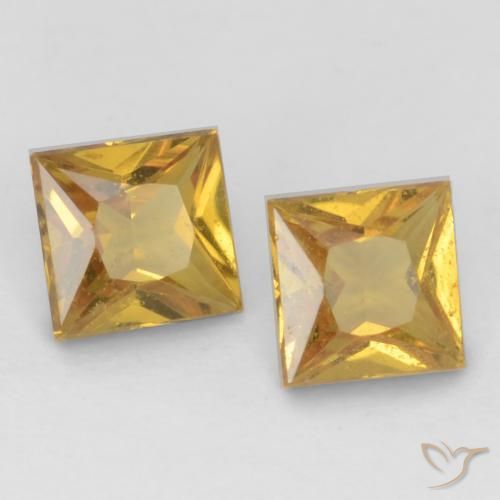 Gemme di Zaffiro Giallo miele naturale da 0.58 ct, Quadrato, VS
