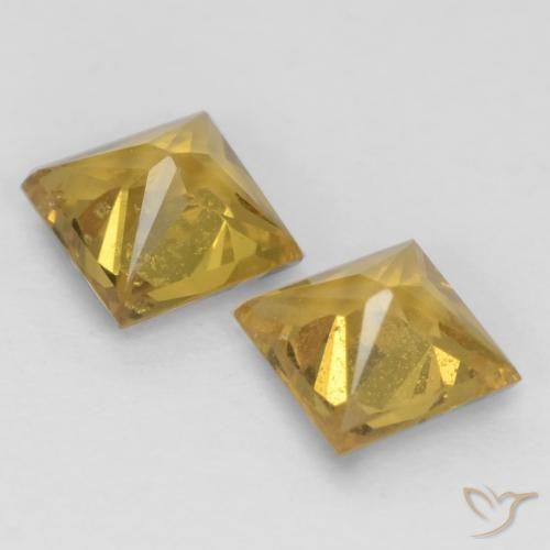 Gemme di Zaffiro Giallo miele naturale da 0.58 ct, Quadrato, VS