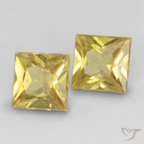 Gemme di Zaffiro Giallo chiaro naturale da 0.62 ct, Quadrato, VS