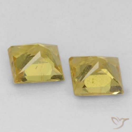 Gemme di Zaffiro Giallo chiaro naturale da 0.62 ct, Quadrato, VS