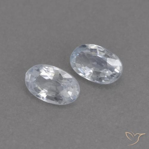 Gemme di Zaffiro Bianco bluastro naturale da 0.55 ct, Ovale, VVS-VS