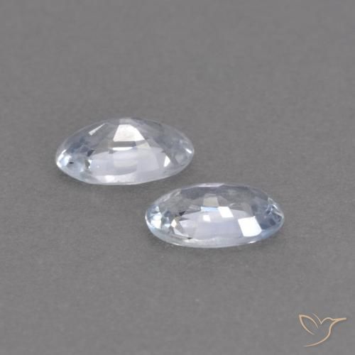 Gemme di Zaffiro Bianco bluastro naturale da 0.55 ct, Ovale, VVS-VS