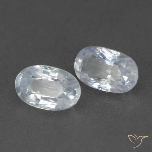 Gemme di Zaffiro Bianco bluastro naturale da 0.63 ct, Ovale, VVS-VS