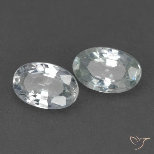 Gemme di Zaffiro Bianco bluastro naturale da 0.58 ct, Ovale, VVS-VS