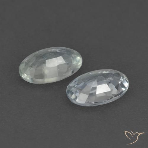 Gemme di Zaffiro Bianco bluastro naturale da 0.58 ct, Ovale, VVS-VS