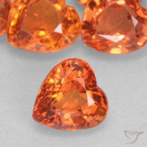 0.44ct Naturale Arancio Medio Zaffiro, Cuore, VVS-VS