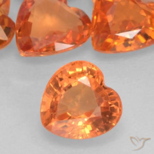 0.50ct Naturale Arancio Medio Zaffiro, Cuore, VVS-VS