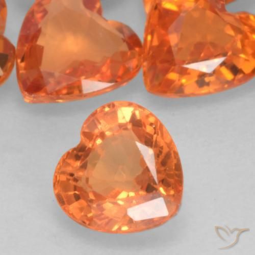 Zaffiro Arancio Medio naturale da 0.50 ct, Cuore, VVS-VS