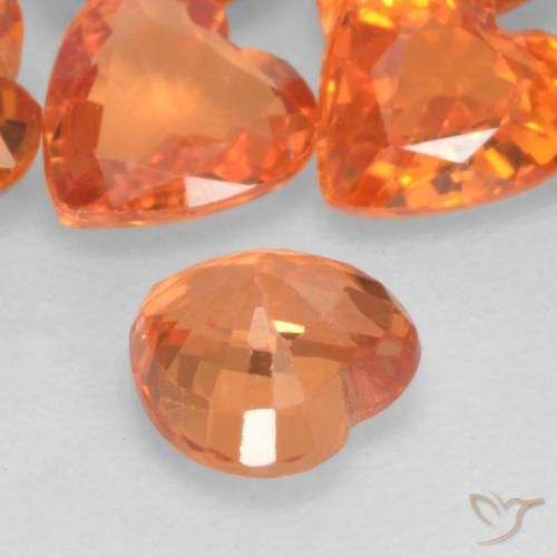 Zaffiro Arancio Medio naturale da 0.50 ct, Cuore, VVS-VS