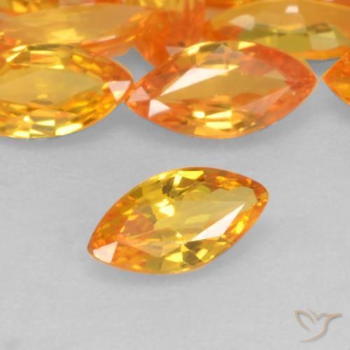 Zaffiro Arancione brillante naturale da 0.19 ct, Taglio marquise, VVS-VS