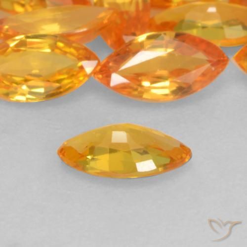 Zaffiro Arancione brillante naturale da 0.19 ct, Taglio marquise, VVS-VS