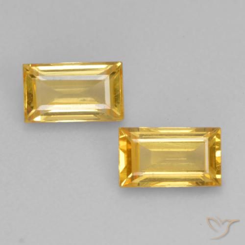 0.65ctw Naturale Arancio dorato Zaffiro, Taglio a baguette, VS
