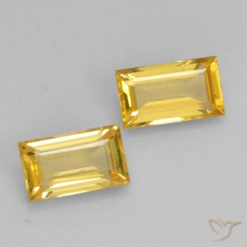 Gemme di Zaffiro Arancio dorato naturale da 0.65 ct, Taglio a baguette, VS