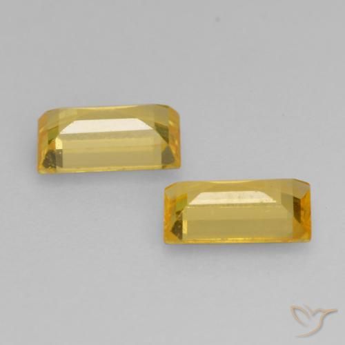 Gemme di Zaffiro Arancio dorato naturale da 0.65 ct, Taglio a baguette, VS
