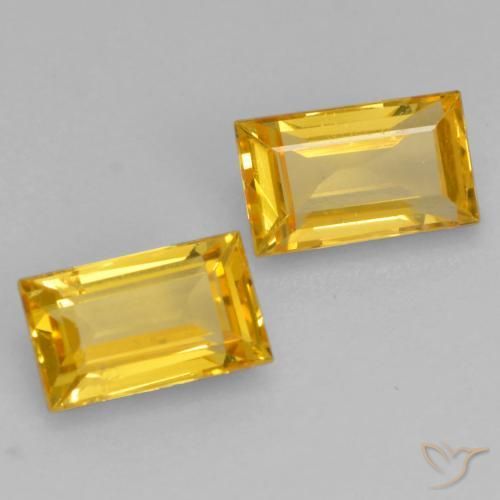 Gemme di Zaffiro Dorato naturale da 0.75 ct, Taglio a baguette, VS