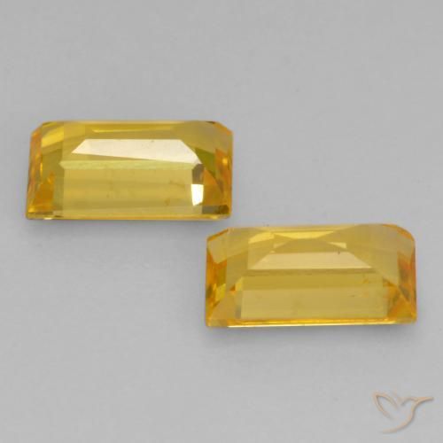 Gemme di Zaffiro Dorato naturale da 0.75 ct, Taglio a baguette, VS