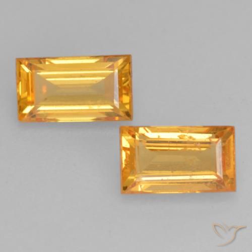 0.78ctw Naturale Arancio-Oro Zaffiro, Taglio a baguette, VS