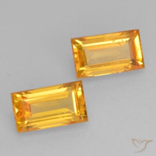 Gemme di Zaffiro Arancio-Oro naturale da 0.78 ct, Taglio a baguette, VS