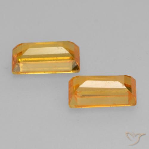 Gemme di Zaffiro Arancio-Oro naturale da 0.78 ct, Taglio a baguette, VS