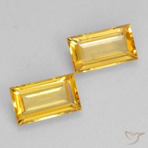 Gemme di Zaffiro Dorato naturale da 0.64 ct, Taglio a baguette, VS