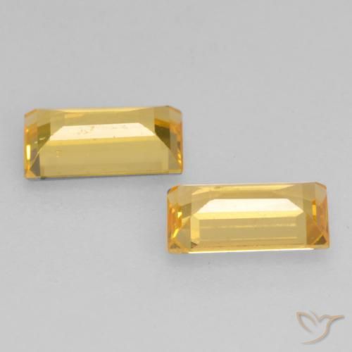 Gemme di Zaffiro Dorato naturale da 0.64 ct, Taglio a baguette, VS