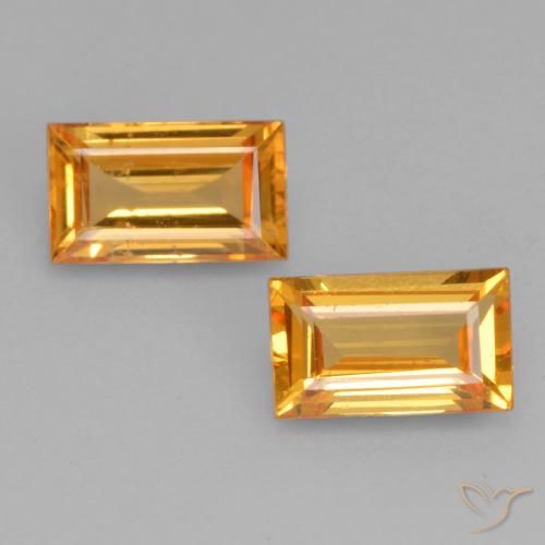 0.63ctw Naturale Arancio Medio Zaffiro, Taglio a baguette, VS