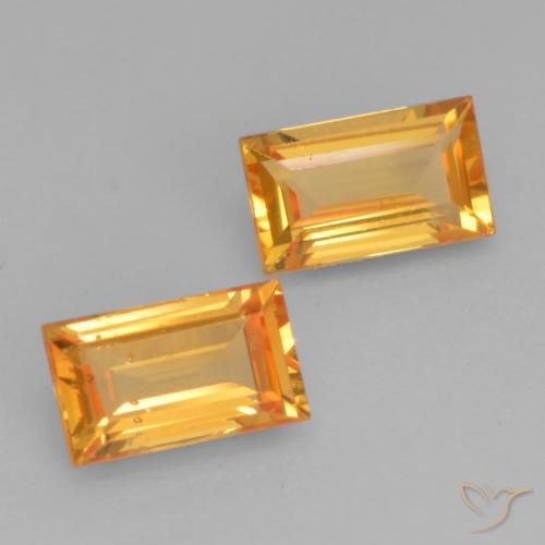 Gemme di Zaffiro Arancio Medio naturale da 0.63 ct, Taglio a baguette, VS
