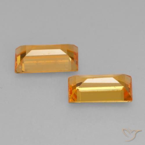 Gemme di Zaffiro Arancio Medio naturale da 0.63 ct, Taglio a baguette, VS
