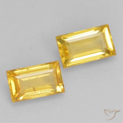 Gemme di Zaffiro Dorato naturale da 0.71 ct, Taglio a baguette, VS