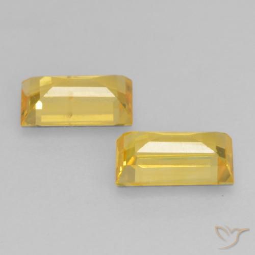 Gemme di Zaffiro Dorato naturale da 0.71 ct, Taglio a baguette, VS