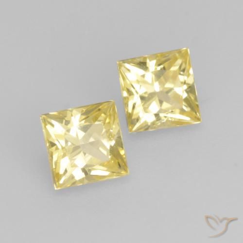 Gemme di Zaffiro Giallo dorato chiaro naturale da 0.64 ct, Quadrato, VS-SI