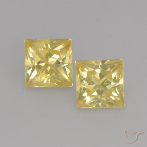 0.71ctw Naturale Giallo Toscana Zaffiro, Quadrato, VS